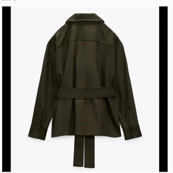 Zara Structured Military-Inspired Belted Shirt - Deep Olive Green - Picture 5 of 6